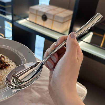 沉甸甸的干饭勺!三倍加加加厚!大柄18/10不锈钢大口喝汤勺吃饭