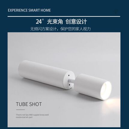 创意led明装射灯长筒可调角度家用餐厅背景墙照画吸顶式旋转射灯