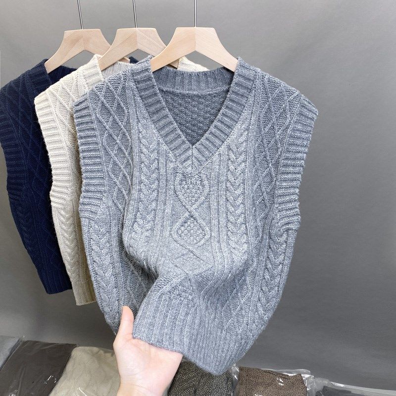 2024年春季新款背心女针织马甲百搭无袖毛衣春秋外搭叠穿V领上衣