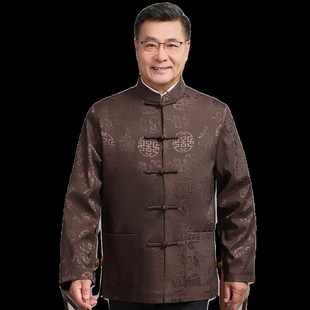 老人生日衣服过寿星爷爷秋装套装中式爸爸婚宴装中老年唐装男外套