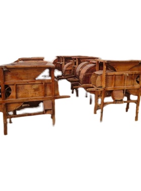 民俗怀旧老物件农耕文化农村旧农具风车木犁稻谷脱粒机木船织布机