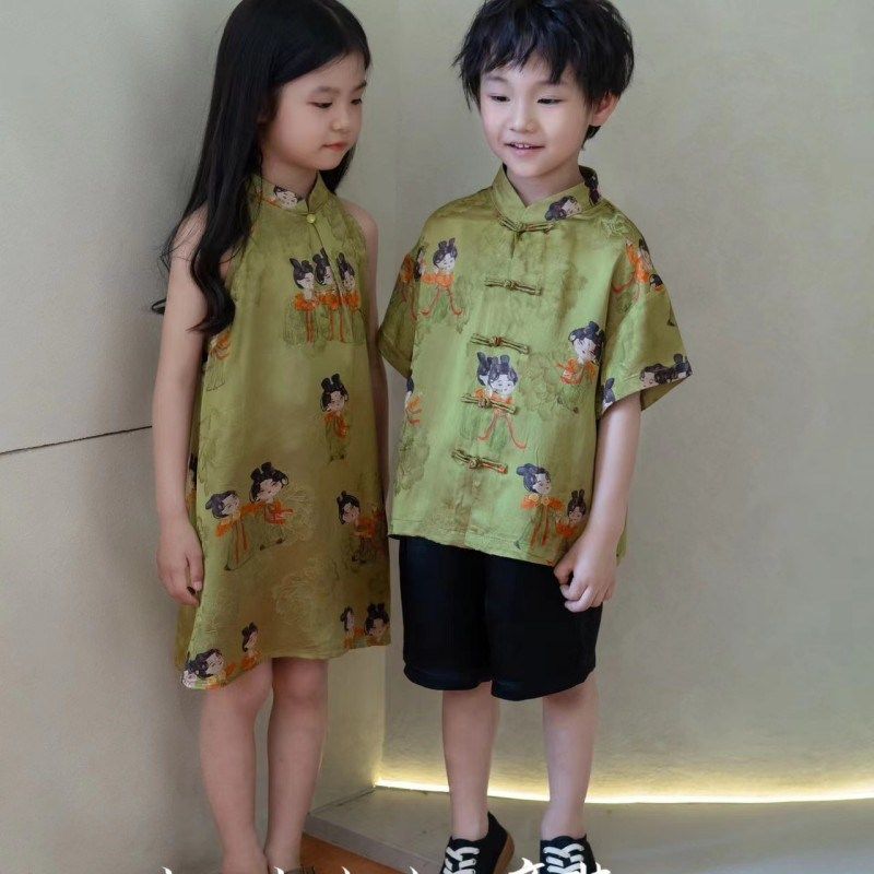 姐弟装-新中式唐宫夜宴兄妹装女童国风旗袍吊带连衣裙男童汉套装,童装/婴儿装/亲子装,唐装,淘宝优惠券,粉丝福利购,淘宝优惠卷