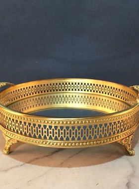 纯铜托盘配镜面客厅餐厅酒具餐具茶具盘香皂洗涤日用品收纳盘摆件