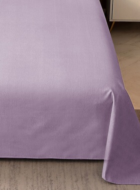 秋冬新款简约素色加厚全棉32支磨毛单品床单浅紫色纯棉暖感被单
