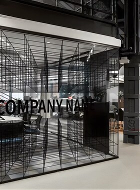 办公室玻璃贴膜艺术创意3D立体黑白色静电透明磨砂贴纸logo可定制