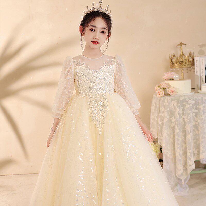 儿童礼服女大童花童婚礼小女孩主持人晚礼服公主裙女童钢琴演奏