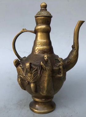 古玩铜器 八仙壶 茶壶 酒壶水壶复古老式手把壶家居工艺摆饰复古