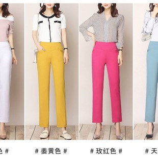 2025春夏季高腰直筒裤九分裤女松紧腰小个子中年妈妈弹力垂感女裤