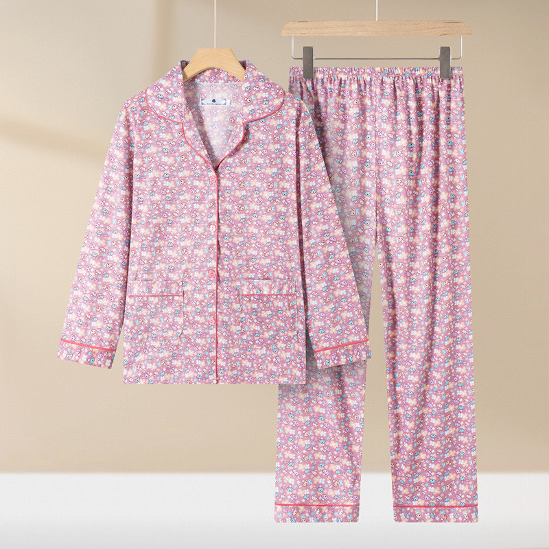 妈妈睡衣女款2024新款春款奶奶夏季长袖家居服中老年老人套装春天