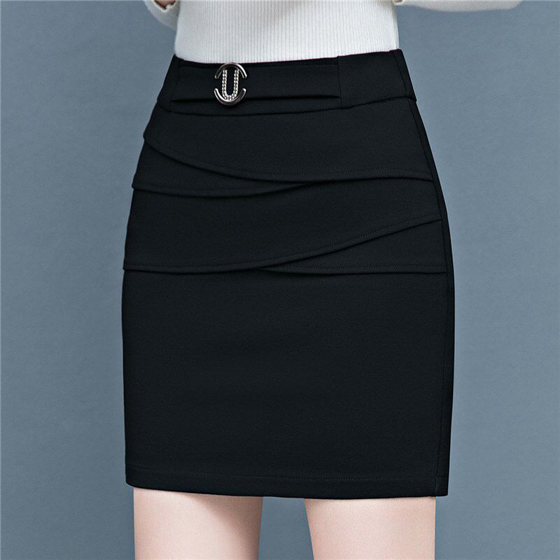 春款包臀裙弹力高腰大码修身显瘦黑色职业西装短裙女半身裙一步裙