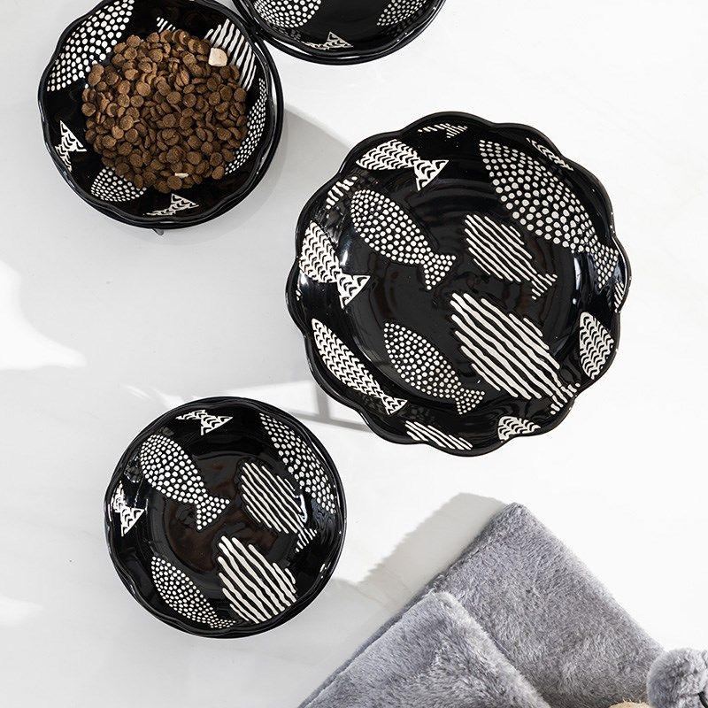 高脚黑碗猫咪陶瓷猫粮碗斜口狗狗喝水碗护颈猫食盆狗饭碗宠物用品,宠物/宠物食品及用品,猫狗碗/慢食碗,淘宝优惠券,粉丝福利购,淘宝优惠卷