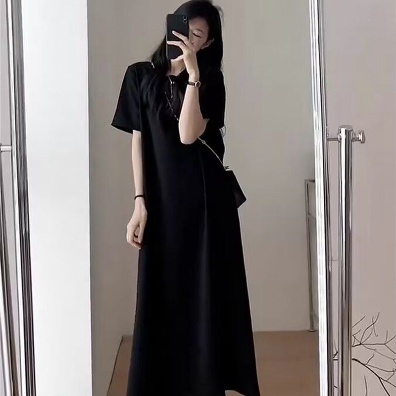 高个子加长版连衣裙女夏季175微胖170到脚踝大码长裙超长款t恤裙