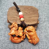 虎马保岁吉宏吊坠2024年生肖属狗人男女士桃木黄铜钥匙扣吉祥礼物