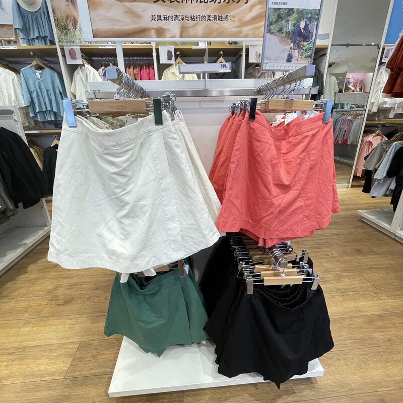 日单女装夏季麻混纺裤裙迷你短裙休闲百搭a字裙短裤477614/456277
