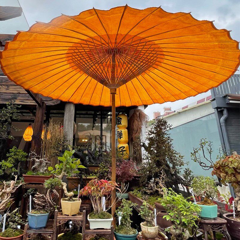江南古镇庭院花园大伞非遗手工油纸伞防雨防晒实用复古户外遮阳伞