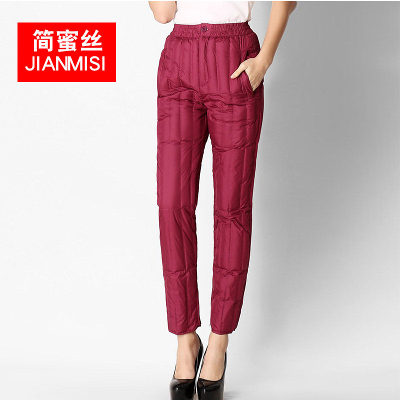 简蜜丝女款修身高腰羽绒裤内胆冬季内穿加厚保暖裤中老年小脚棉裤