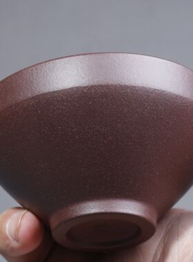 宜兴紫砂杯全手工原老紫泥斗笠杯品茗杯大口杯主人杯子大茶碗精品