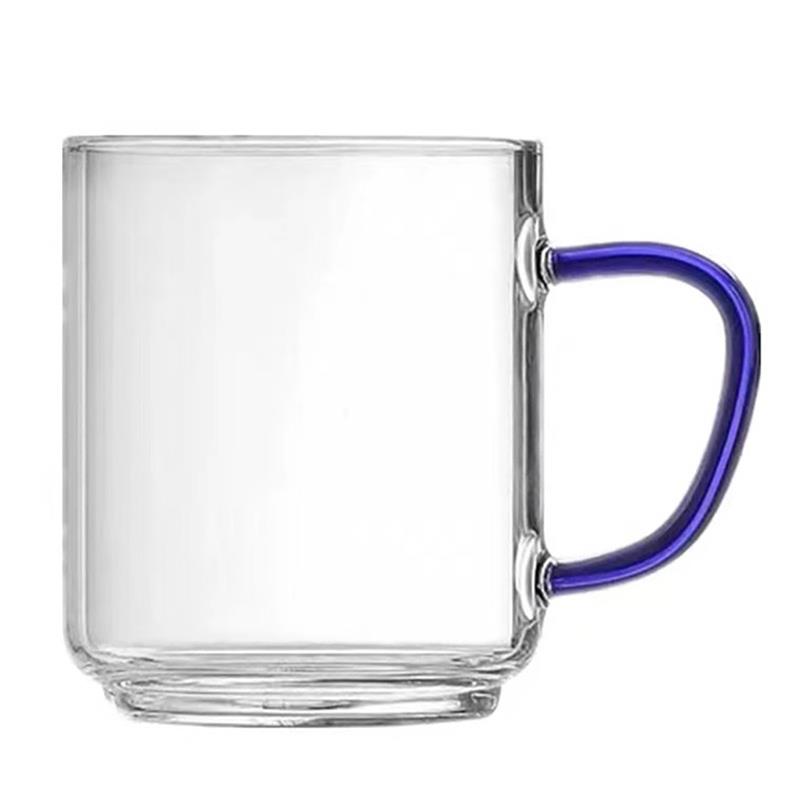 耐高温加厚玻璃杯200ml彩把绿茶杯单层6祇装家用水杯明信唐待客杯