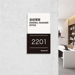 简约可抽拉更换办公室门牌公司门牌号定制标识牌磨砂亚克力提示牌