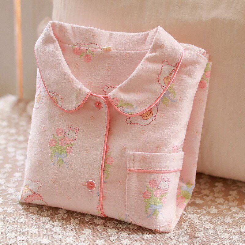 女童睡衣秋纯棉磨毛保暖柔软可爱粉嫩长袖长裤儿童春秋家居服套装