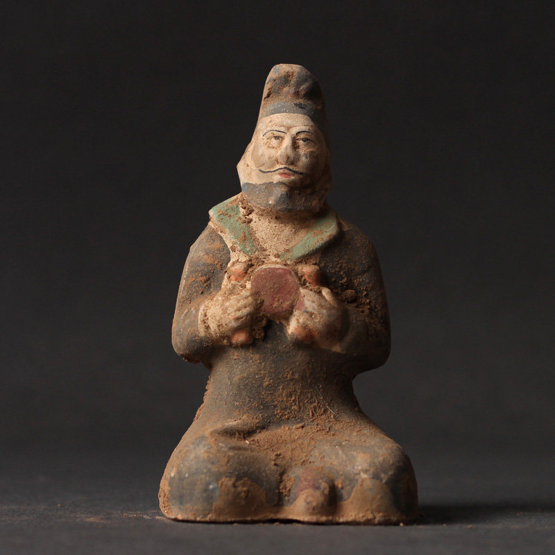 陶器陶俑仿汉乐器俑创意摆件博古架摆件复古工艺品古董古玩收藏品