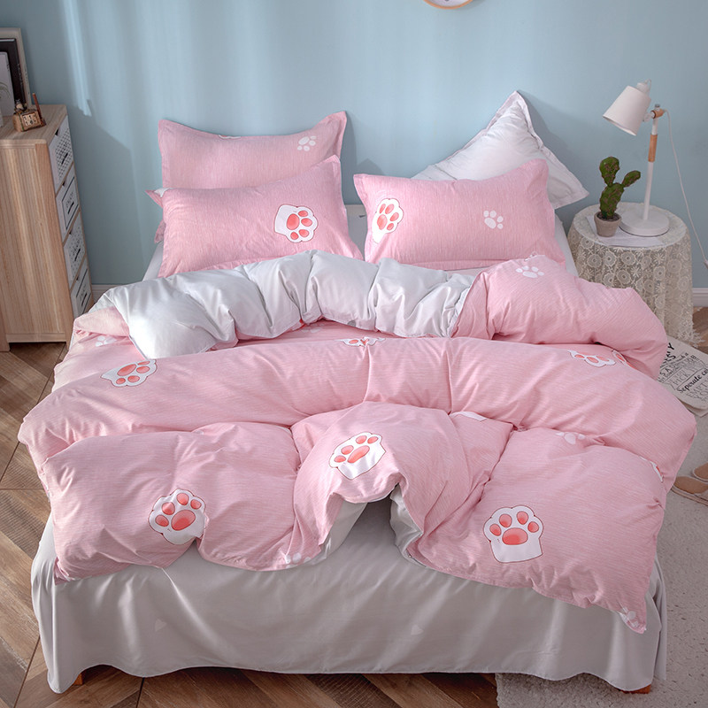 卡通黄色床上用品四件套床单人学生宿舍寝室1.2米被单被套三件套3