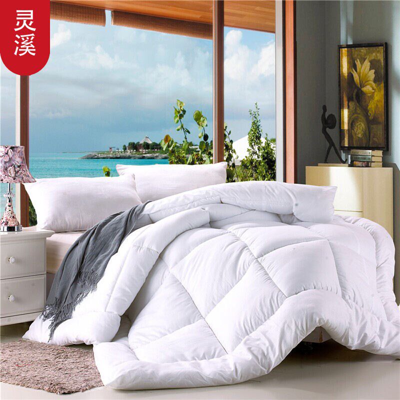 灵溪酒店高端磨毛压花白被子加厚冬被芯1.1*1.5米2斤白色