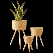 北欧风客厅植物葫芦草花篮装 饰藤编花盆阳台花架编织篮子摆件