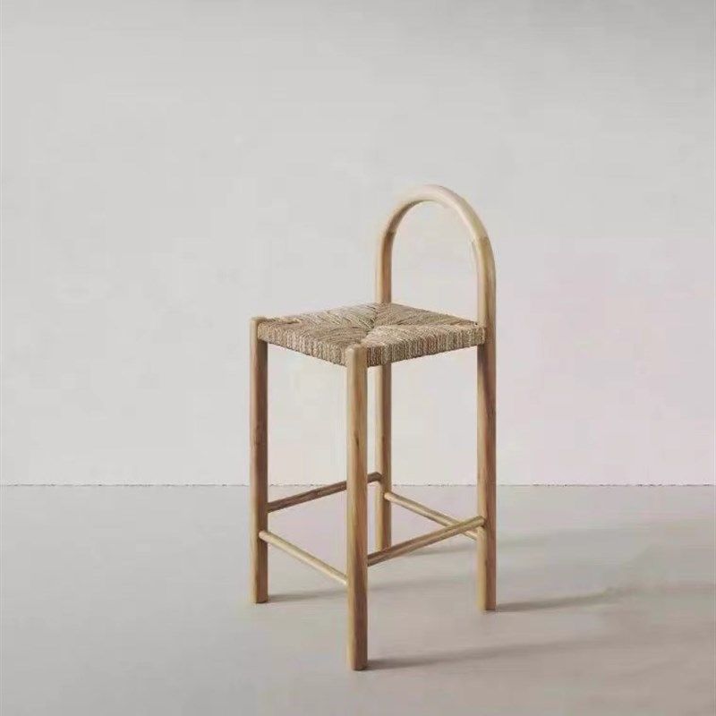 中古风岛台吧椅家用设计师款藤编实木吧台椅简约高脚凳侘寂风藤椅,住宅家具,家用高脚椅,淘宝优惠券,粉丝福利购,淘宝优惠卷