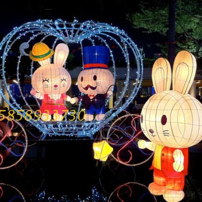 月兔模型中秋节兔子灯会展示制作商业街生肖道具兔子元旦节美陈