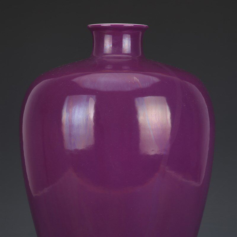 花瓶清雍正痂皮紫釉梅瓶古董古玩收藏复古瓷器老物件窖藏瓷器