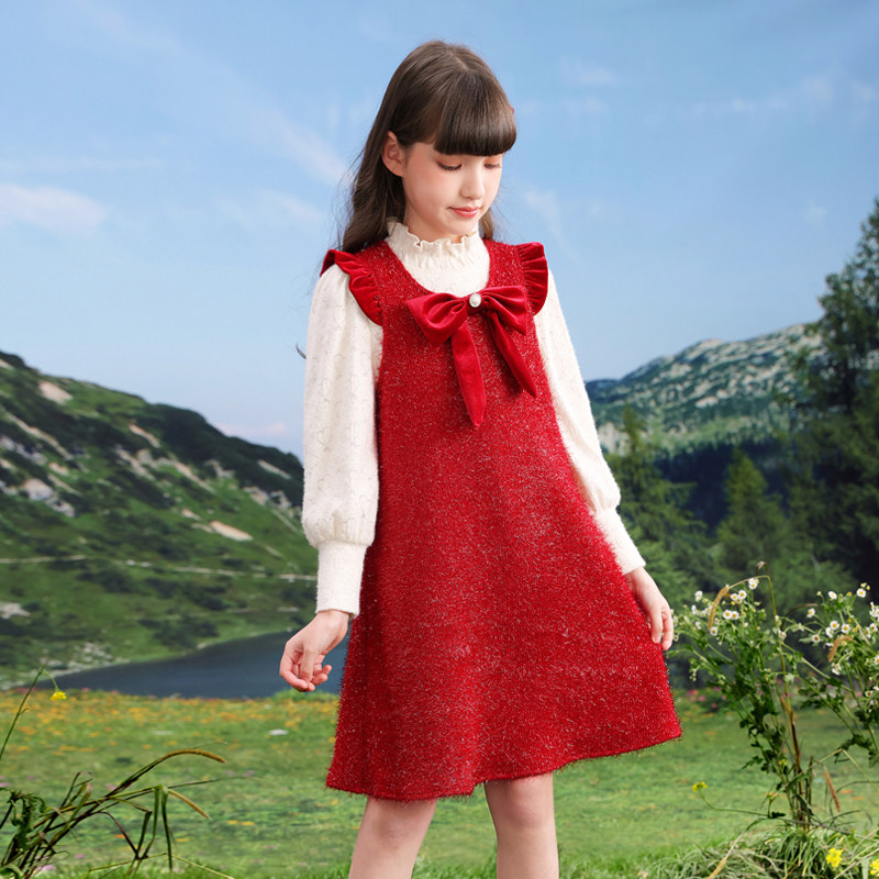 女童背带裙洋气春秋儿童连衣裙春装衣服中大童公主裙时髦春季童装