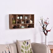 客厅墙上置物架 壁挂博古架实木 多宝格仿古 茶具架 紫砂壶架 中式