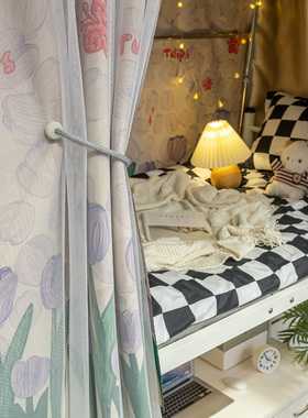 U型双轨道床帘 学生宿舍蚊帐床帘一体式强遮光上下铺寝室送支架