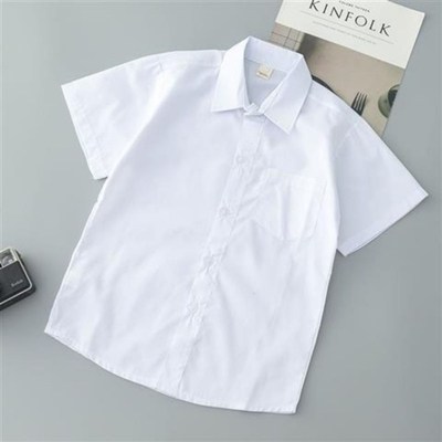 儿童白色短袖衬衫男童夏季薄款白色衬衣小学生园服校服礼服演出服