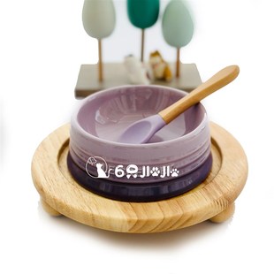宠物碗架小饭桌套装陶瓷碗猫碗狗碗中小型犬实木可配LC酷彩BD护颈