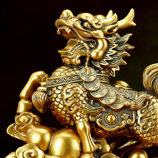 招财麒麟摆件一对客厅办公室玄关酒柜送子旺财纳福火麒麟开业礼品