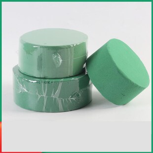 圆形福桶花泥鲜花抱抱桶花束diy材料干花插画泡沫板花桶插花圆盘