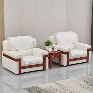 会议贵宾接待室沙发茶几组合大会堂白色布艺单人三人位会客室沙发