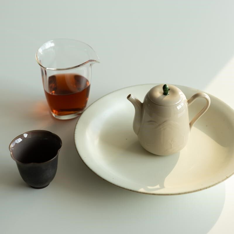 无聊茶友 茶器美搭集27 秘色 小泡茶壶 仿古山水浮雕 一人饮茶具