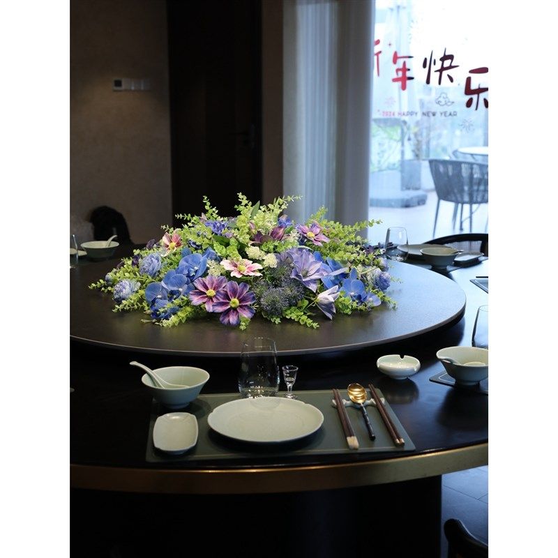 酒店大圆桌转盘仿真花餐桌摆花高档餐厅客厅假花摆设装饰花艺摆件,家居饰品,仿真花/假花,淘宝优惠券,粉丝福利购,淘宝优惠卷