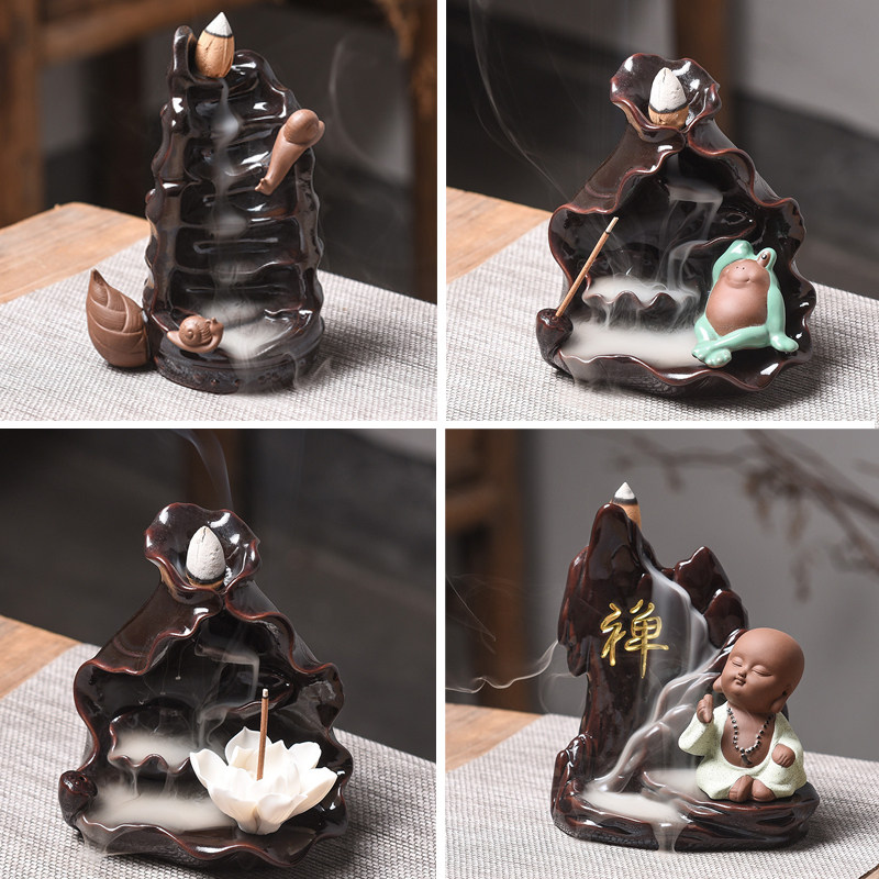 茶宠倒流香摆件烟倒流炉精品可养陶瓷琴棋书画薰檀炉塔高山流水沉