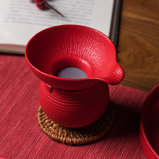 不单典雅悦心红色茶漏茶滤陶瓷过滤网茶隔茶叶过滤器功夫茶具配件