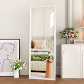 奶油风全身落地大镜子家用女生卧室高级感穿衣镜不变形真实试衣镜