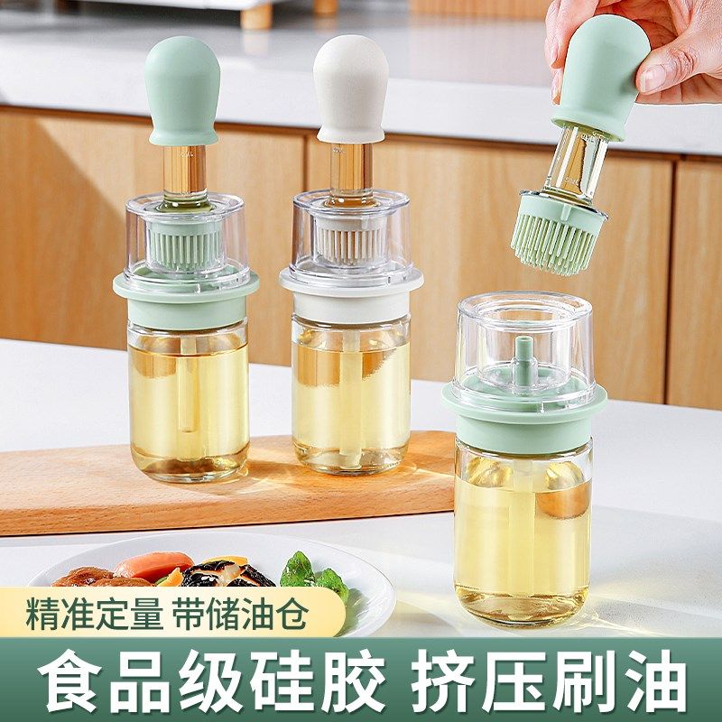 家用分离式储油刷烧烤刷耐高温食品级硅胶油刷烙饼刷玻璃油瓶油壶,厨房/烹饪用具,烧烤刷,淘宝优惠券,粉丝福利购,淘宝优惠卷