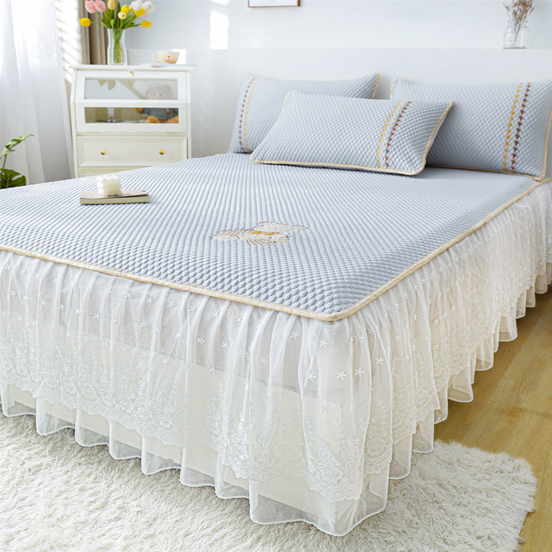 A类母婴级凉感豆豆凉席冰丝席夏季三件套床裙款可水洗折叠空调席,床上用品,冰丝席,淘宝优惠券,粉丝福利购,淘宝优惠卷