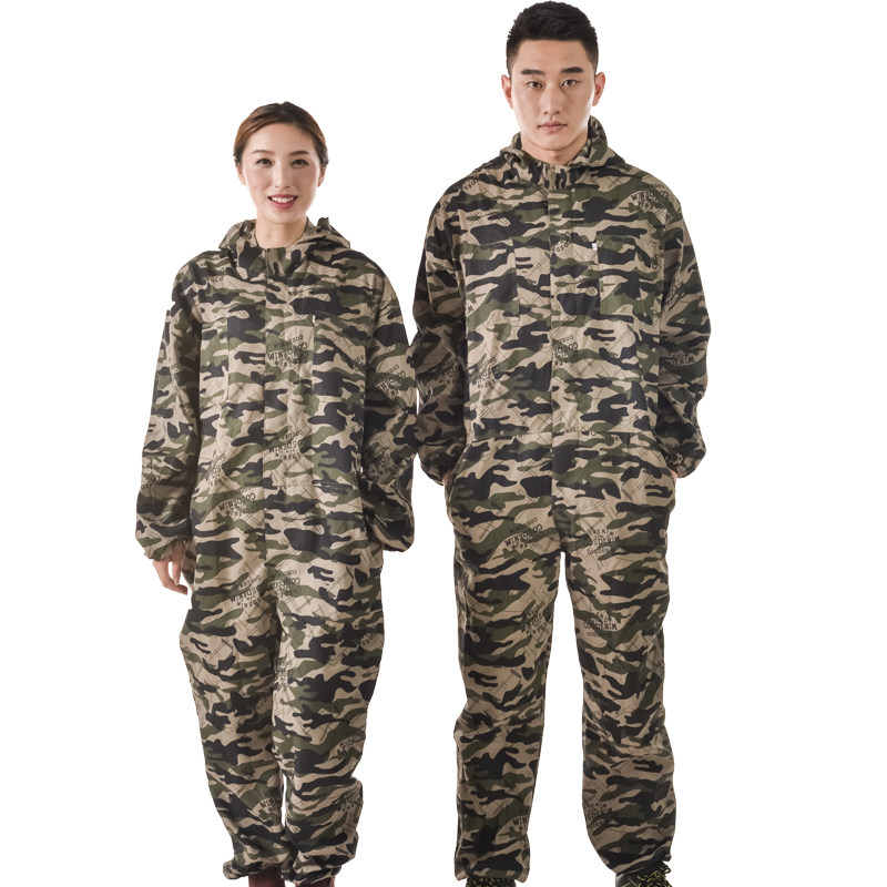 防尘工作服连体带帽迷彩工作服防水连体工装喷漆防护服养殖搬运服