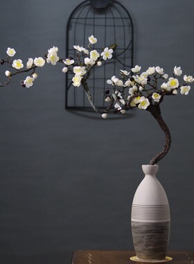 中式仿真梅花傲骨腊梅陶瓷花瓶玄关摆件客厅假花摆设餐桌花束装饰