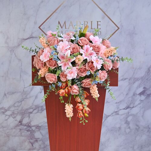 演讲主席台花讲台花开业典礼酒店迎宾桌花仿真花会议桌摆花假花