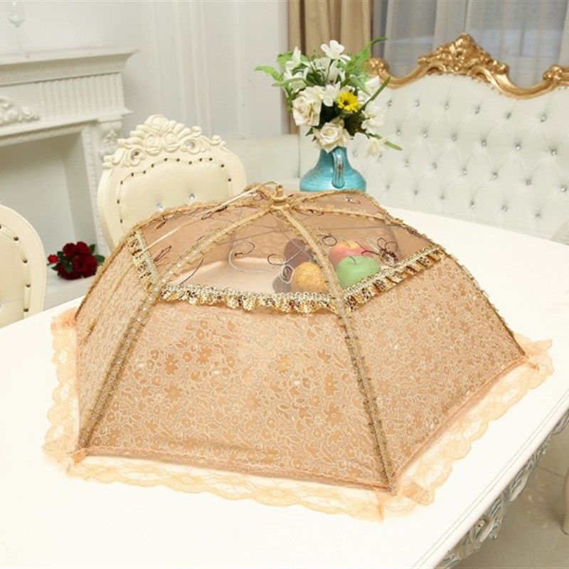 欧式可折叠饭菜罩蕾丝餐桌罩点钻碗菜伞防蝇罩子饭桌菜盖子大号,收纳整理,餐桌罩,淘宝优惠券,粉丝福利购,淘宝优惠卷